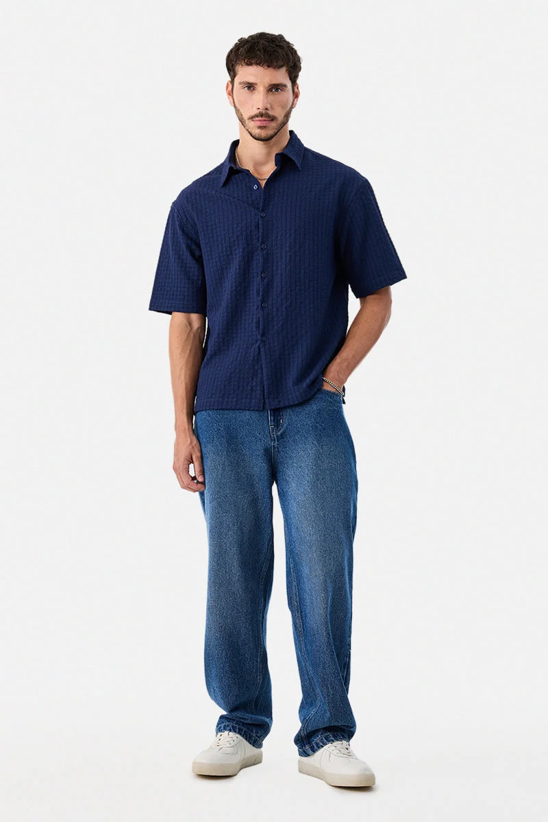 SNITCH Box Fit Textured Stretch Shirt